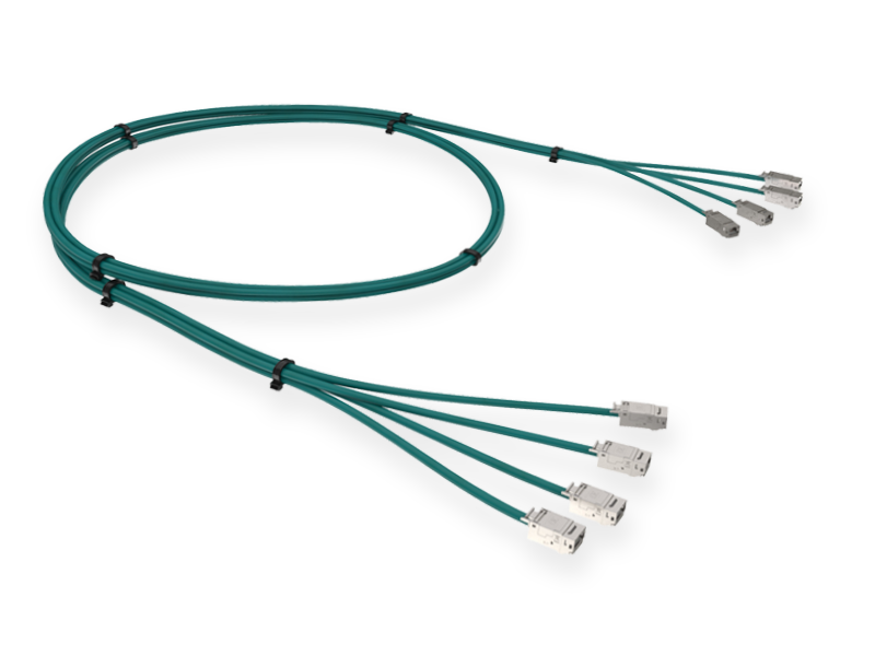 Preterminated 4xRJ45 Shield Jack