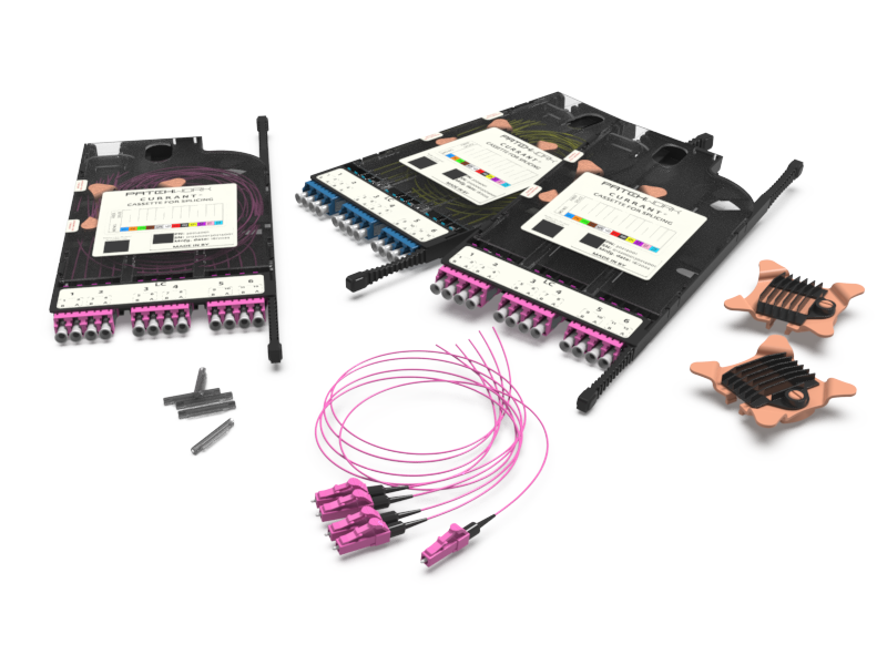 Currant fiber splicing cassettes